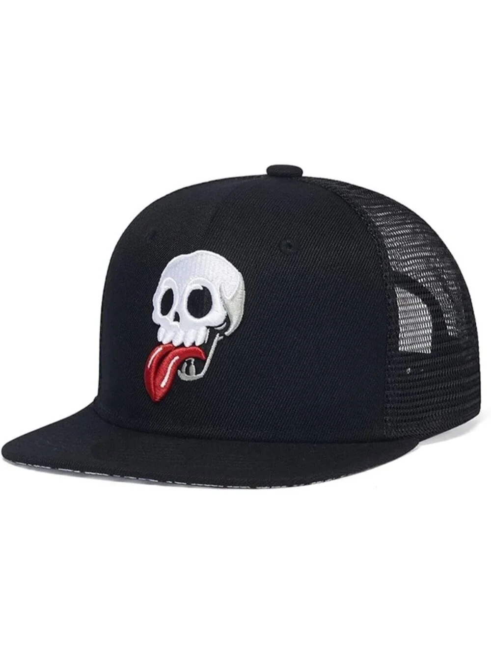Unisex Skull Black Snapback Hat Hip Hop Style Colorful Adjustable Baseball Cap